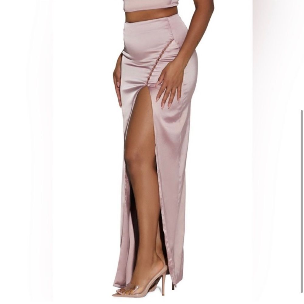 #115 NAKED WARDROBE Satin Slip Maxi Dress - Picture 2 of 11